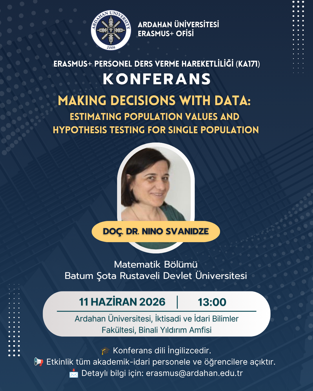  Erasmus KA171 STA Conference: Making Decisions with Data: Estimating Population Values and Hypothesis Testing for Si…